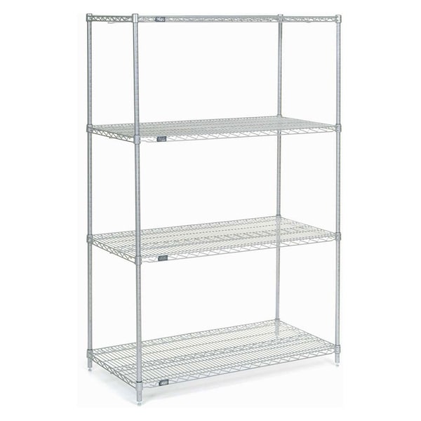 Nexel Nexelate Wire Shelving Starter Unit, Silver Epoxy, 48W X 24D X 74H 24487EP - main